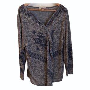 Derek Heart Gray and Blue Women's Aztec inspired pattered Cardigan size 2X